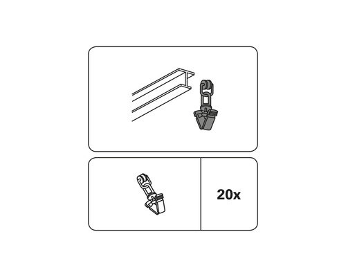Upevňovací klip pro nosnou lištu, balení 20 kusů