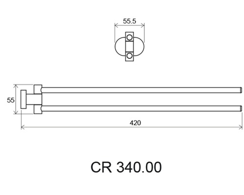 Technický výkres držáku na ručníky s rozměry