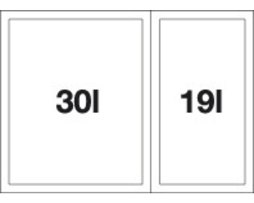 Obrázek dvou nádob o objemu 30 litrů a 19 litrů