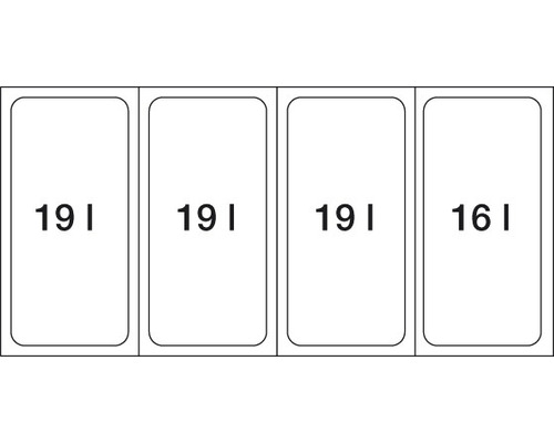 Čtyři nádoby o objemu 19 litrů, 19 litrů, 19 litrů a 16 litrů