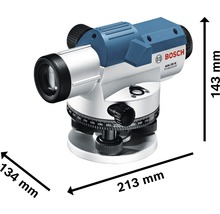 Logo Bosch GOL 20 G Professional nivelační přístroj o rozměrech 213 mm délka, 134 mm šířka a 143 mm výška