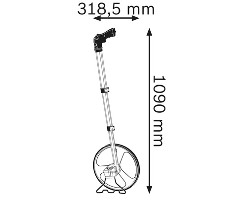Obrázek měřicího kolečka s rozměry.