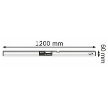 Obrázek vodováhy o rozměrech 1200 mm délky a 60 mm šířky