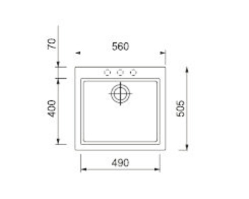 Technický výkres umyvadla s rozměry