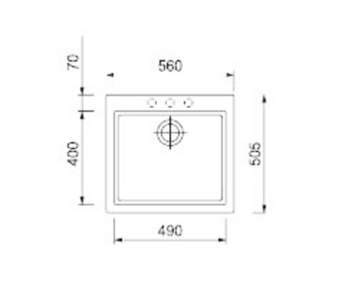 Technický nákres dřezu s rozměry