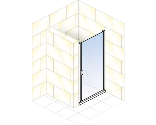 Rohová sprcha s otočnými skleněnými dveřmi