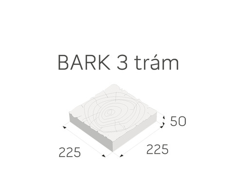 Bark 3 Trám Zobrazení rozměrů výrobku s údaji o velikosti