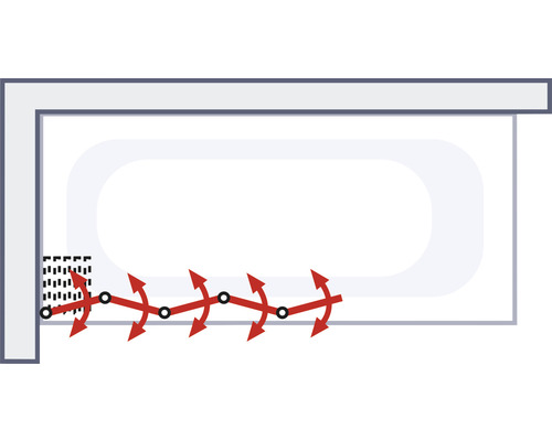 Schéma instalace vany s drenážním systémem