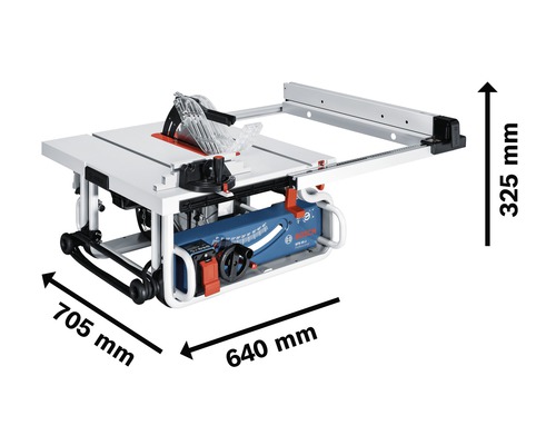 Pilový stůl Bosch o rozměrech 705 mm x 640 mm x 325 mm