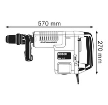 Obrázek bouracího kladiva Bosch GSH 11 E s rozměry: délka 570 mm, výška 270 mm