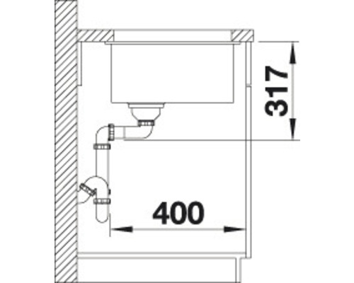 Technický výkres dřezu s rozměry
