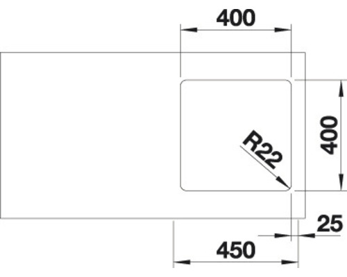 Technický nákres umyvadla s rozměry