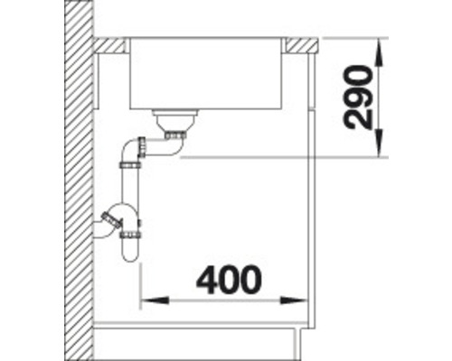 Nákres umyvadla s rozměry 290 a 400