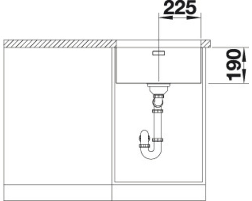 Nákres kuchyňského dřezu s rozměry