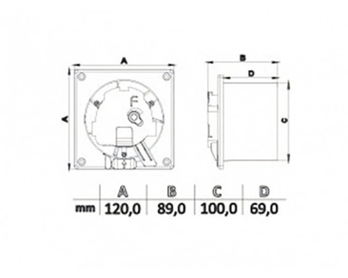 Technický výkres s rozměry produktu