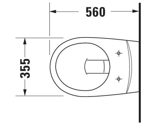 Technický výkres závěsného WC s rozměry 560 a 355.