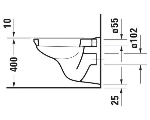 Technický výkres závěsného WC s rozměry