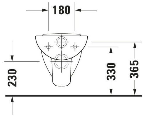 Technický nákres závěsného WC s rozměry