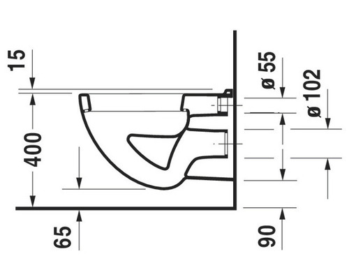 Technický nákres závěsného WC s rozměry