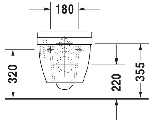 Technický nákres závěsného WC s rozměry