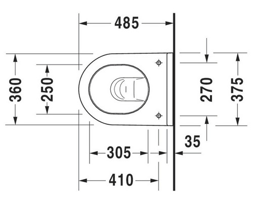 Technický nákres závěsného WC s rozměry