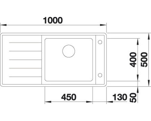 Technický výkres dřezu s rozměry
