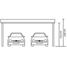 Přístřešek na auto SKAN HOLZ Emsland dvojitý 613 x 604 cm přírodní vč. alu plechu