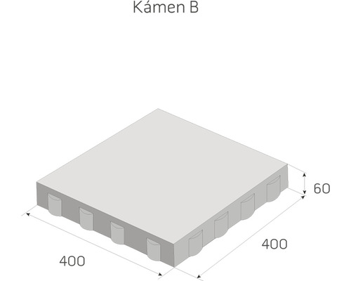 Obrázek dlažebního kamene o rozměrech 400 x 400 x 60 mm