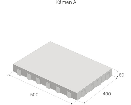 Ilustrace dlažebního kamene o rozměrech 600 x 400 x 60 mm