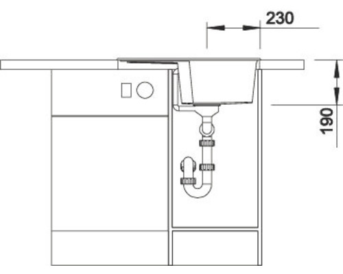 Nákres dřezu se spodní skříňkou a rozměry