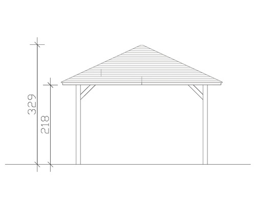 Nákres zahradního altánu s rozměry