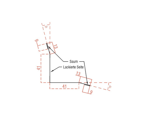 Technický nákres s rozměry úhelníkového profilu.