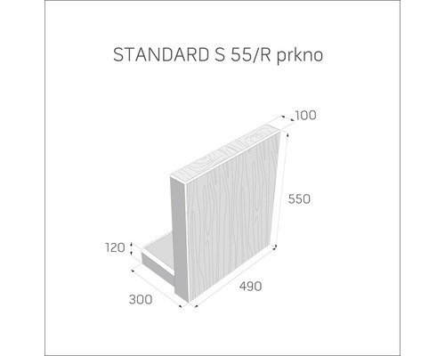 Nákres standardní desky S 55/R s rozměry