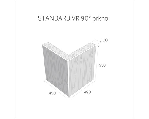 Standardní deska VR 90 stupňů o rozměrech 490, 490, 550 a 100 milimetrů