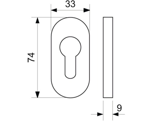Technický výkres kování dveří s rozměry
