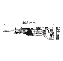 Obrázek přímočaré pily o rozměrech 495 mm délky a 195 mm výšky