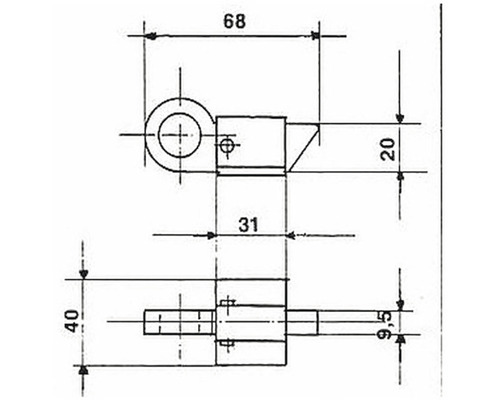 Technický výkres závěsu s rozměry
