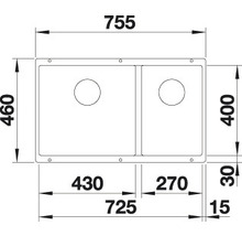 Granitový dřez Blanco SUBLINE 430/270-U 460 x 755 mm antracit 523151
