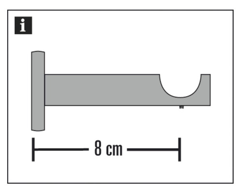 Držák záclonové tyče, délka 8 cm
