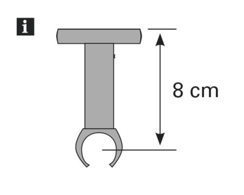 Ilustrace držáku lampy o výšce 8 cm