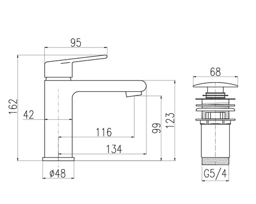Umyvadlová baterie RAV Slezák Colorado s výpustí click-clack CO129.0KCMATC