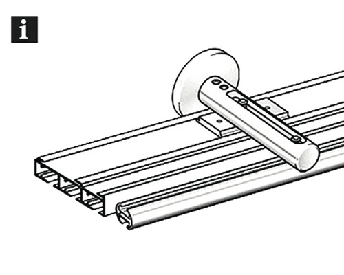 Zobrazení systému vodicích lišt s příslušenstvím.