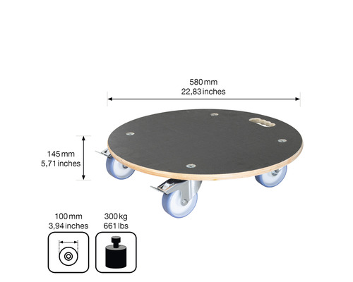 Kulatá dřevěná kolečka na nábytek se čtyřmi kolečky a rozměry