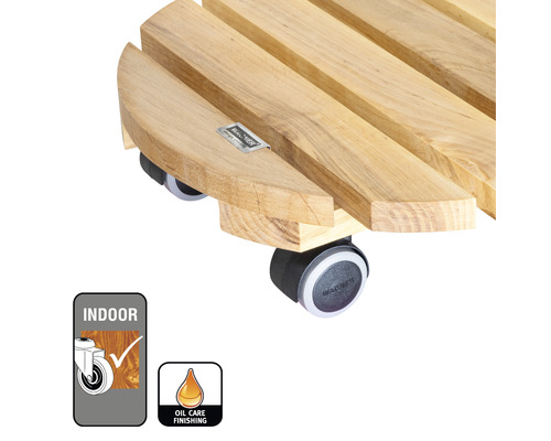 Podstavec na květiny z dřeva s kolečky