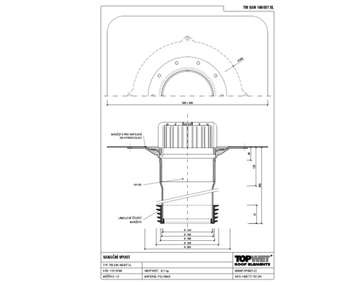 Sanační vpust TOPWET s integrovanou bitumenovou manžetou, 186–200 mm