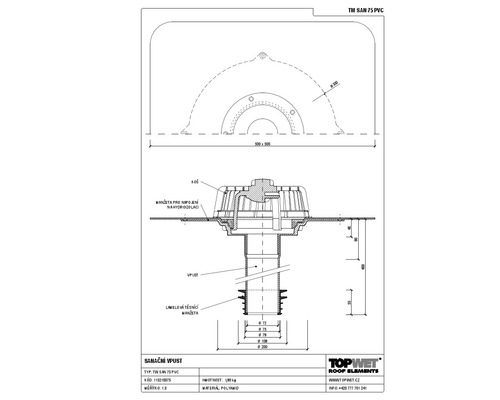 Sanační vpust TOPWET s integrovanou PVC manžetou, 79–102 mm