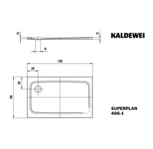Kaldewei Superplan 406-1 sprchová vanička technický výkres s rozměry