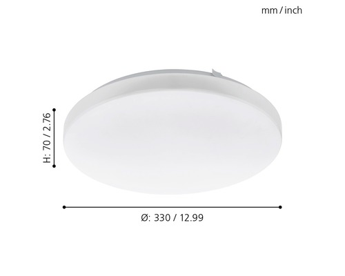 Kruhové stropní svítidlo o rozměrech 330 x 70 milimetrů