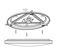 Obrázek LED stropního svítidla s montážním návodem.