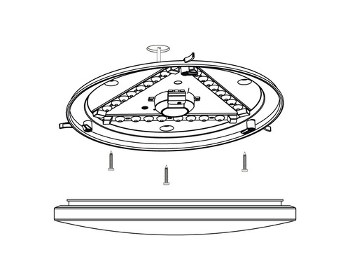 Obrázek LED stropního svítidla s montážním návodem.